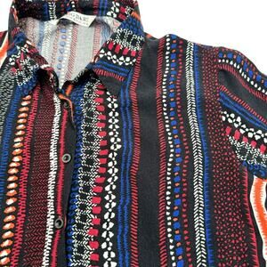 BIG DART Women's Large Vintage Button Up Shirt Long Sleeve‎ Abstract Art to Wear